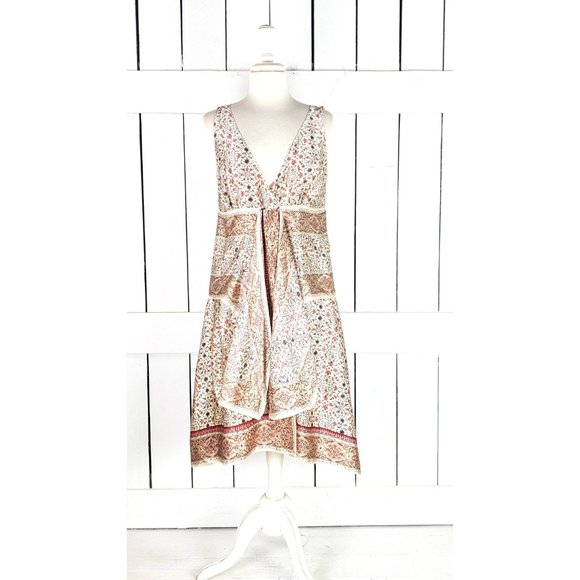 Studio M lightweight silk sleeveless handkerchief boho midi dress M - Picture 7 of 9